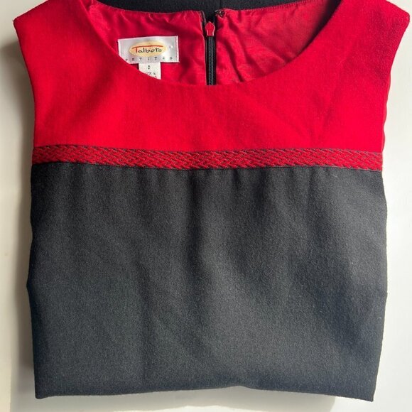 Talbots Dresses | Talbots Black and Red Wool Sleeveless Midi Sheath Dress Size 6 - Picture 4 of 7